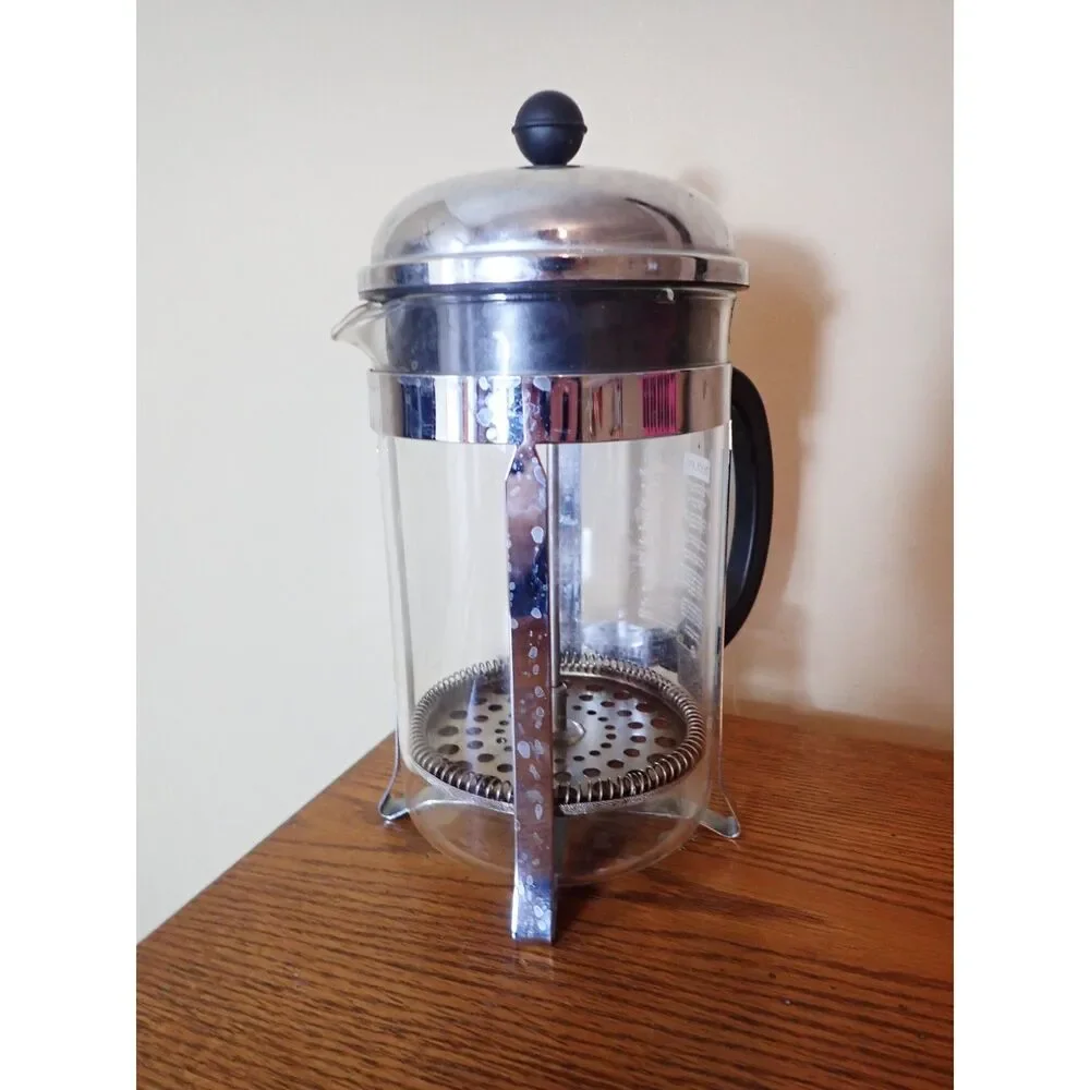 Bodum French Press Coffee Maker Clear Glass Plunger Manual Silver Black